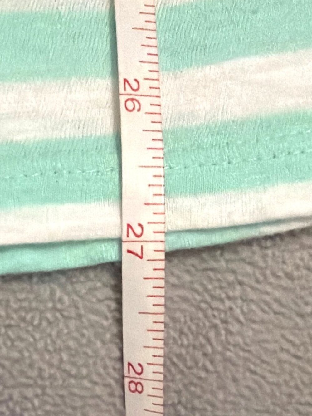 Mint Green & White Striped Short Sleeve Womens Top Size XL - Picture 4 of 4